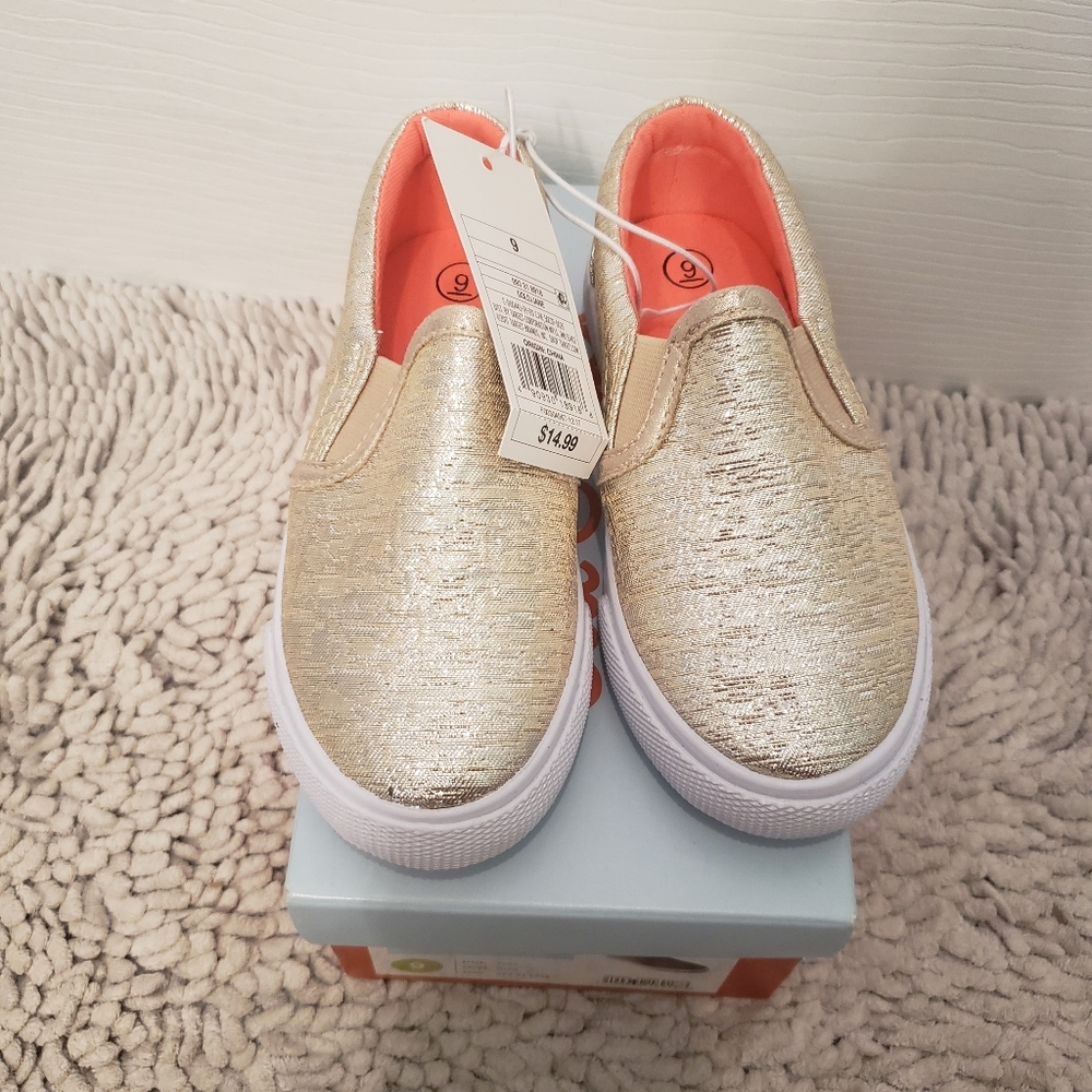 Girls gold slide-on casual sneaker